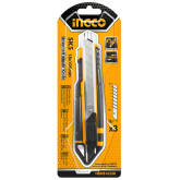 Нож, 18 мм, сменное лезвие, SK4, метал. направляющая, винтовой фиксатор// Denzel