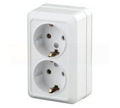 Розетка Intro Quadro 2-204-01 с заземлением двойная 2х2P+E Schuko, 16А-250В, IP20, ОУ, белый