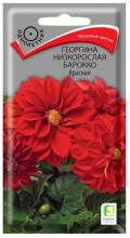 Семена цветов Георгина Низкорослая Барокко Красная Поиск, 0,1 г