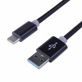 Шнур Rexant USB type C тканевая оплётка чёрный 1м