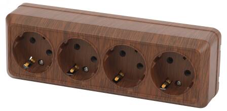 Розетка Intro Quadro 2-208-10 с заземлением четверная 4х2P+E 16А-250В IP20 ОУ венге