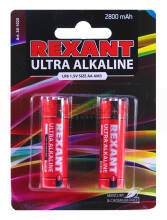 Батарейка алкалиновая Rexant АА 2800mAh 2шт
