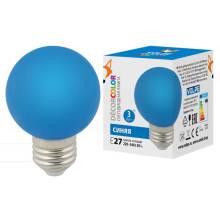 Лампа Volpe светодиодная декоративная шар синяя E27 220В 1Вт 