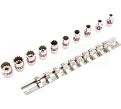 Набор универсальных торцевых головок 1/4, двенадцатигранные, CrV, 10 шт., 4-13мм REXANT