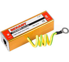 Грозозащита информационного кабеля, (гнездо 8Р8С (Rj-45) - гнездо 8Р8С (Rj-45)) с PoE  REXANT