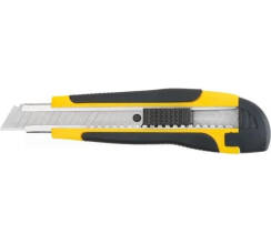 Нож технический 18 мм усиленный прорезиненный, 2-х сторонняя автофиксация