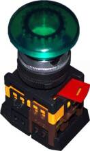 Кнопка Iek Гриб AELA-22 с подстветкой неон зелёная 1з+1р 240В