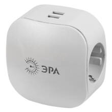 Тройник ЭРА SP-3e-USB-2A с заземлением белый 3 гнезда х 2 USB IP20