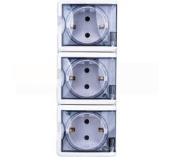 Розетка 3х2P+E IP54, 16A-250В, ОУ, Эра Эксперт, белый