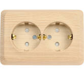 Розетка Schneider Electric Этюд наружная угловая с заземлением со шторками сосна 2 поста 16А IP20