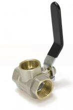 Кран 1/2 трехходовой тип Т рычаг шар никель ТИМ