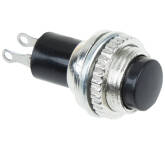 Выключатель-кнопка  металл 220V 2А (2с) (ON)-OFF  Ø10.2  черная  Mini  (RWD-213)  REXANT