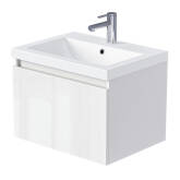 Тумба Aris mini 70П (685х400х447) 1я белая аляска/белый глянец + Раковина Como 70