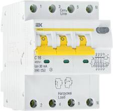Автоматический выключатель дифференциального тока Iek АВДТ 34 3P+N C 16А 30мА 6kA