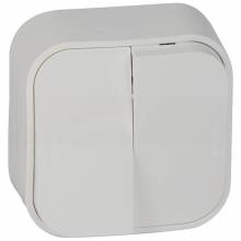 Выключатель Legrand Quteo 782202 двухклавишный белый 10А IP20
