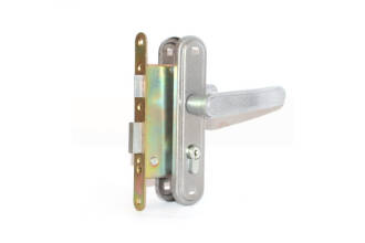 Замок врезной Zenit (Зенит) цилиндровый с защёлкой в комплекте с ручкой ЗВ4-85.3 (хром), 5 кл.