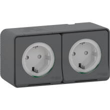 Блок Schneider Electric Mureva Styl антрацит 2 розетки с заземлением 250В 16А IP55
