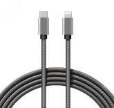 Кабель REXANT Type-C-Lightning PD, 1 м, графит, нейлон