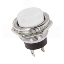 Выключатель-кнопка  металл 250V 3А (2с) (ON)-OFF  Ø16.2  белая  (RWD-306)  REXANT