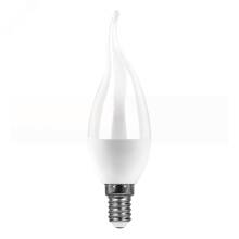 Лампа светодиодная LED 7вт Е14 белый матовая свеча на ветру