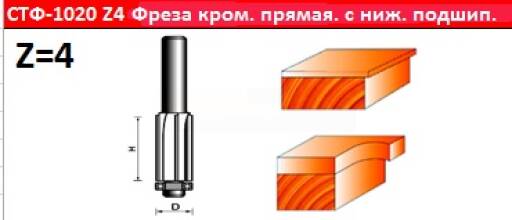 Фреза обгонная с нижним подшипником 8*8*30 STF1020