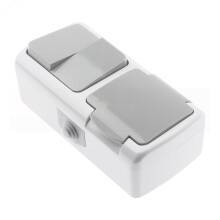 Блок розетка с выключателем Intro Atlantic 5-702-03 двойным 2P+E, 10(16)А-250В, открытой установки, 