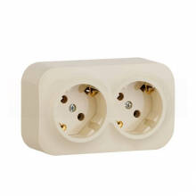 Блок Legrand Quteo 782263 с заземлением без шторок бежевый 2 поста 250В 16А IP20