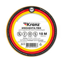Изолента ПВХ 0,13х15 мм, 10 м, желтая (10 шт/уп) KRANZ