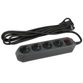 Сетевой фильтр ЭРА USF-M-4es-1,5m-B с заземлением и термозащитой чёрный 4 гнезда ПВС 3х0,75 1,5м