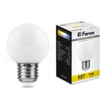 Лампа светодиодная, (1W) 230V E27 2700K G45 матовая, LB-37