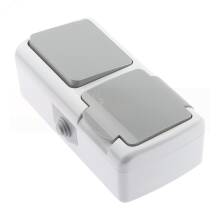 Блок розетка с выключателем Intro Atlantic 5-701-03 одноклавишным 2P+E, 10(16)А-250В, открытой устан