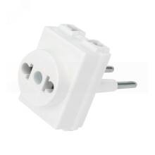 Адаптер сетевой (переходник) с Евро А/F на тонкую вилку С1 «Козья ножка» 10А б/з REXANT