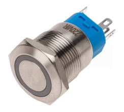 Кнопка  антивандальная Ø19 250В Фикс (5с) ON-OFF/OFF-ON подсв/красная  REXANT