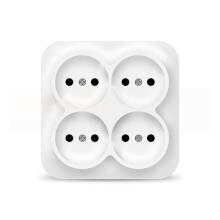 Розетка четырехместная квадратная серия IONICH, б/з, о/у, 16А, 220В, белая (еврослот)	