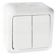 Выключатель Legrand Quteo 782302 двухклавишный белый 10А IP44