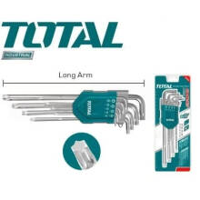 Набор ключей имбусовых TORX 9 шт.Материал: Cr-VРазмер: T10-T50 TOTAL INDUSTRIAL