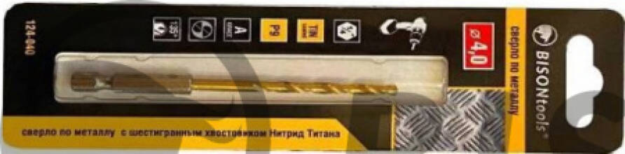 Сверло по металлу BisonTools нит/тит Р9 с шестигр. хв 2,0мм