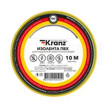 Изолента ПВХ 0,13х15 мм, 10 м, желто-зеленая (10 шт/уп) KRANZ