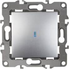 Выключатель Эра 12-1102-03 одноклавишный с подсветкой алюминий 250В 10А IP20