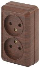 Розетка Intro Quadro 2-203-10 двойная без заземления 2х2P 16А-250В IP20 ОУ Quadro венге