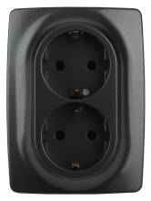 Розетка Эра 12-2106-05 Schuko антрацит 2 поста 250В 16А IP20