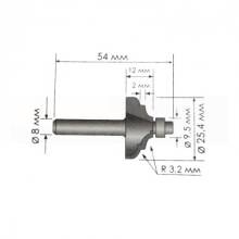 Фреза полукруглая с нижним подшипником 8*29*12 R8 STF1018