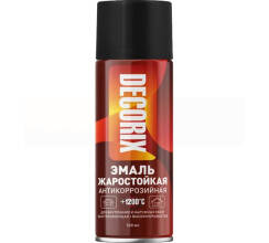 Аэрозольная эмаль жаростойкая +1200°С DECORIX, 520 мл, ЧЁРНЫЙ