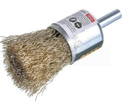Корщетка-венчик, со шифтом, стальная латунированная волнистая проволока 25 мм