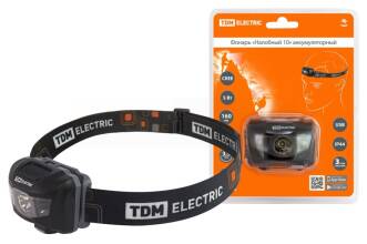 Фонарь Tdm Налобный 10 налобный светодиодный аккумуляторный с USB и сенсором 1 LED 5Вт 3,7В 0,6Ач
