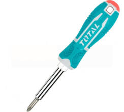 Отверткa двухсторонняя крестовая и шлицевая TOTAL THT2506076, PH1, PH2, SL5, SL6, Cr-V, 2 насадки