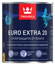 Краска акриловая для кухни и ванны Tikkurila Euro Extra-20 белая 0,9л