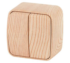 Выключатель ЭРА Intro Polo 3-104-11 двухклавишный сосна ОУ 10A 250В IP20