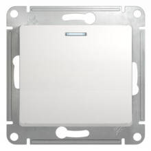 Переключатель Schneider Electric Glossa одноклавишный с подсветкой белый 10А IP20