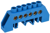 Шина Iek N ШНИ-8х12-6-КС-С нулевая в комбинированном DIN изоляторе тип Стойка синяя